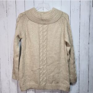 Fairtrade Peru 100% Alpaca Women's Brown Cableknit Sweater Size XL. Like new!